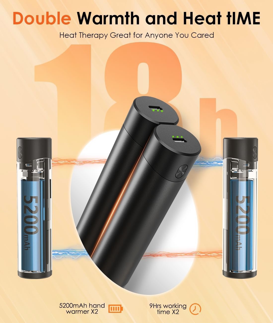 2-Pack Hand Warmer Rechargeable, power bank 10000mAh, Portable Pocket Warmers, 3 Heating Modes, Suitable for Outdoor sports, Camping, Watching football games, Skiing, fishing.