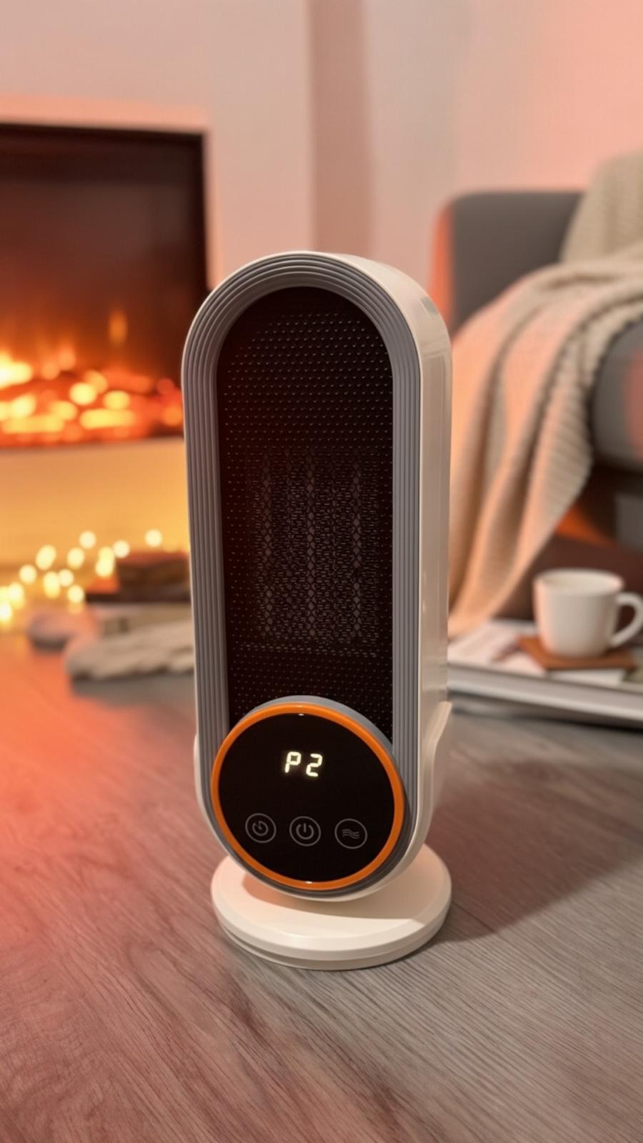 Remote Control Heater for Desktop Living Room & Office 2 Adjustable Power Level Very Strong Hot Air Set Timer Compact Design with Safety Features