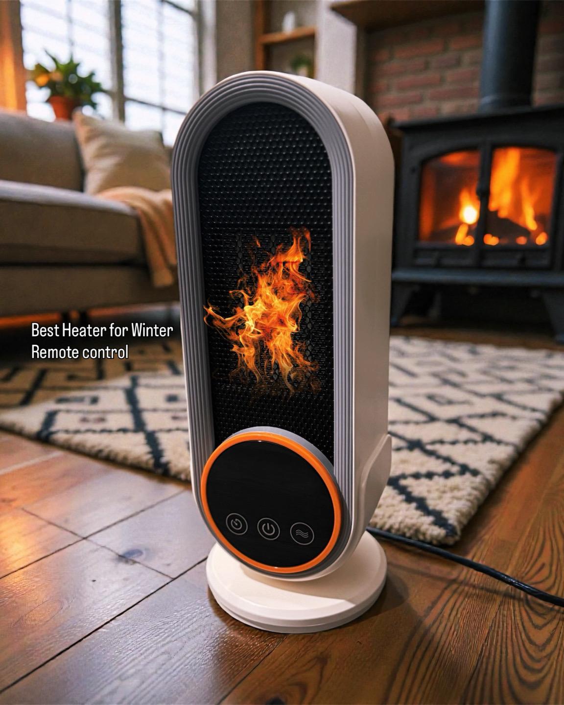 Remote Control Heater for Desktop Living Room & Office 2 Adjustable Power Level Very Strong Hot Air Set Timer Compact Design with Safety Features