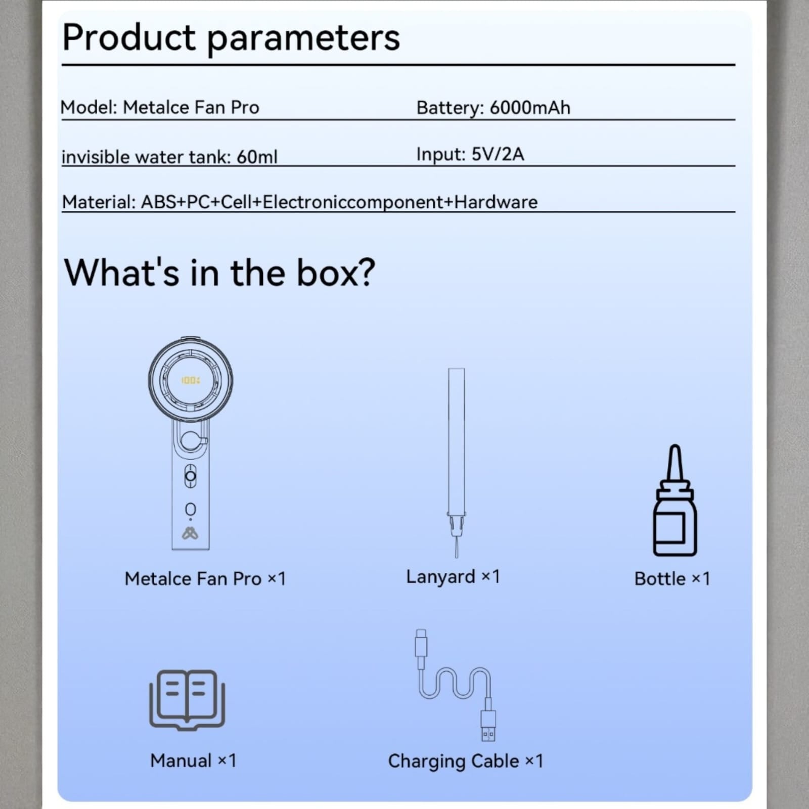 Handheld Mist Fan With Water Humidifier Cooler Rechargeable with Ultra Large capacity battery 6-30h