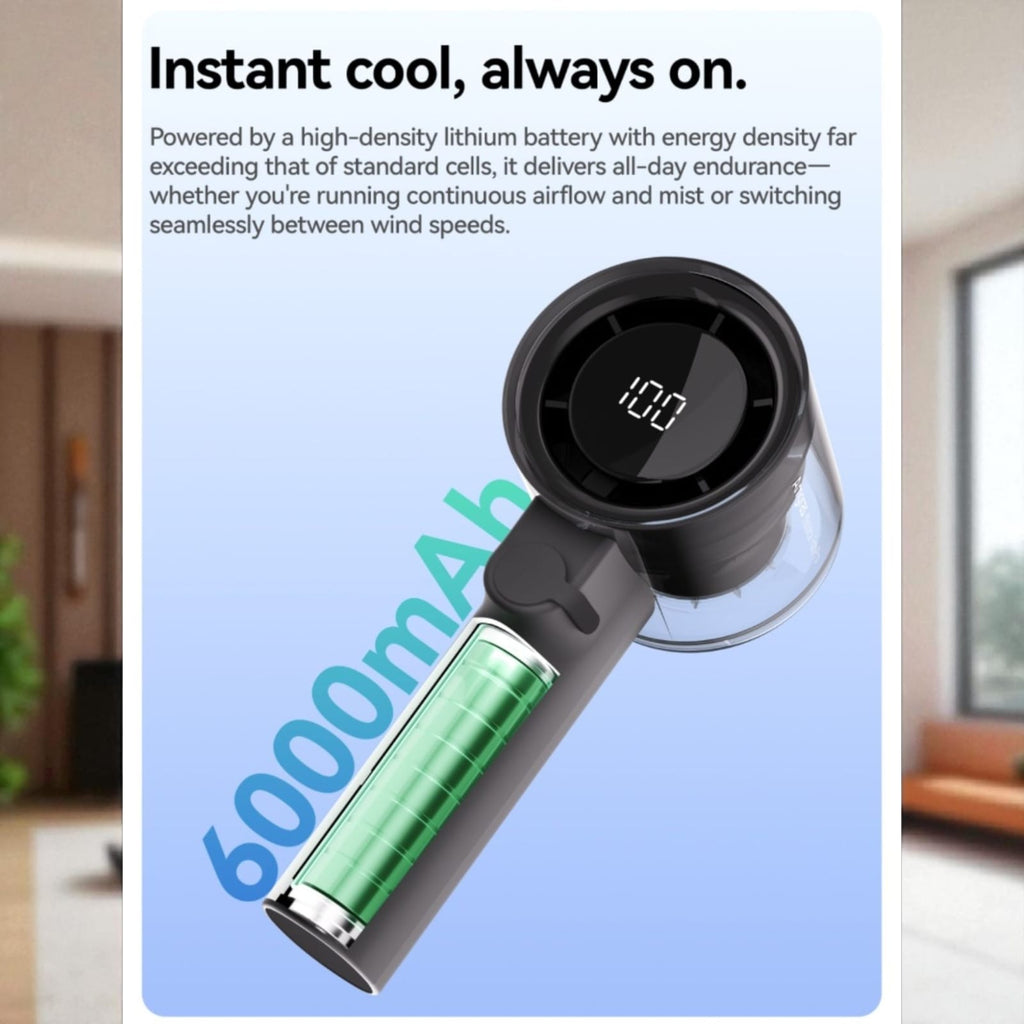 Handheld Mist Fan With Water Humidifier Cooler Rechargeable with Ultra Large capacity battery 6-30h