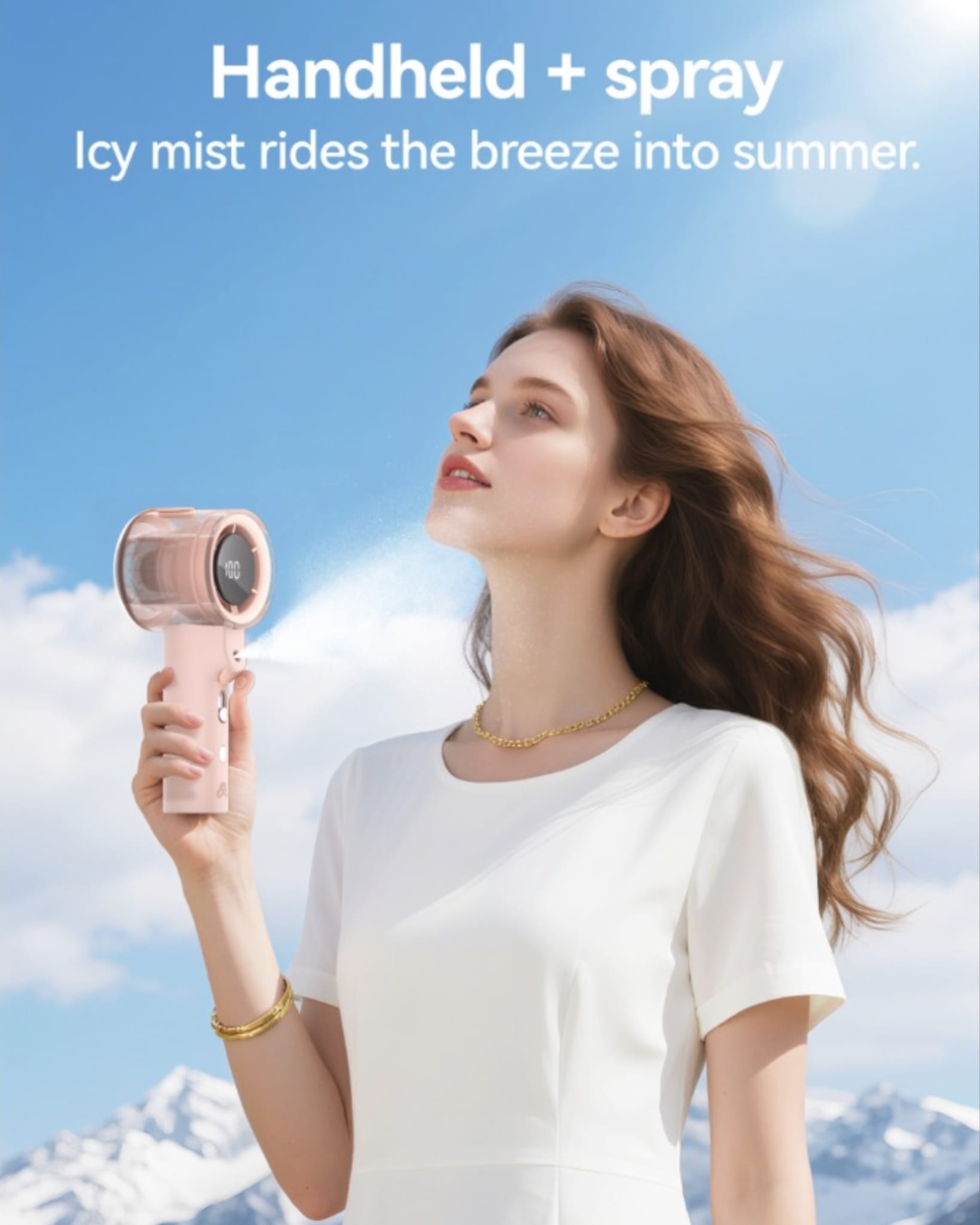 Handheld Mist Fan With Water Humidifier Cooler Rechargeable with Ultra Large capacity battery 6-30h